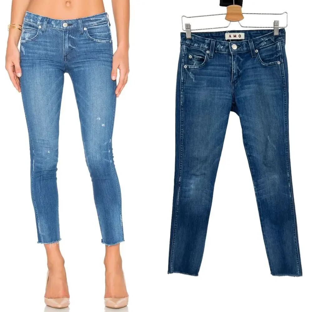 Amo Stix Crop Jeans in Pacific Blue‎ Denim Wash Size 25